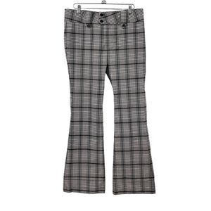 Faded‎ Rose Flare Leg Trouser Pants Women Size XL Black White Plaid Bootcut Y2K